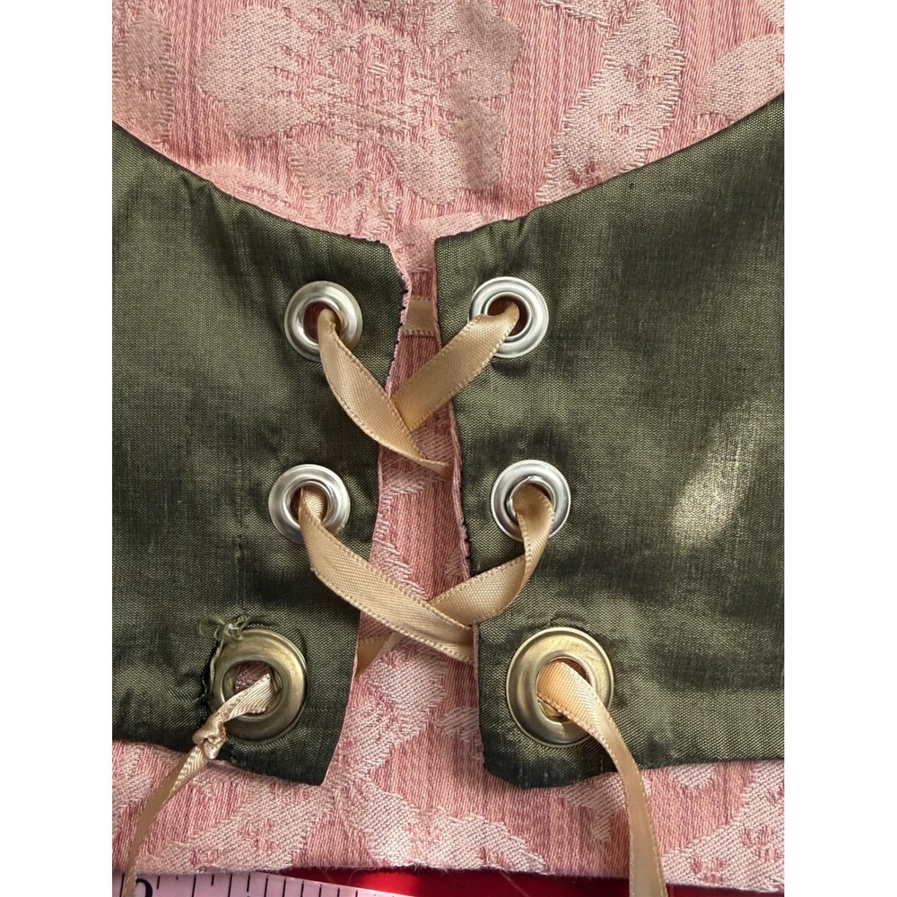 Handmade Renaissance Reversible Bodice Vest Womens Size M Pink Olive Damask - Picture 6 of 9